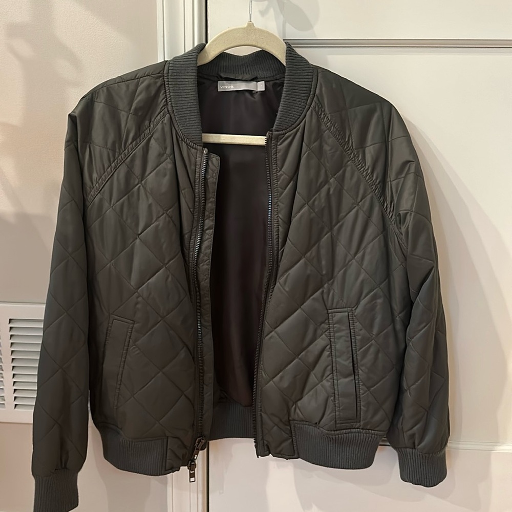 Green quilted bomber jacket by Vince (small)